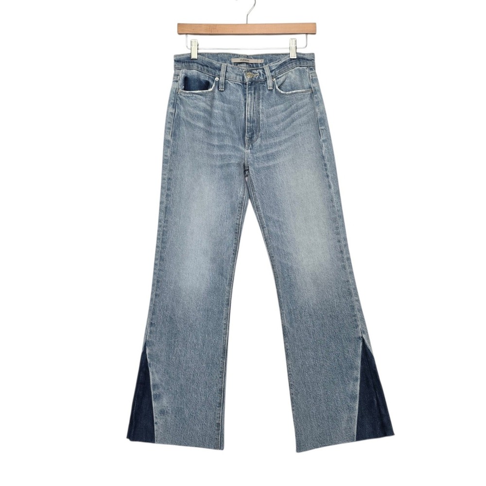 Hudson Barbara Ivy High Rise Flare Jeans Light Wash Split Hem Size 28